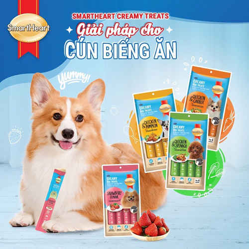 Súp thưởng SmartHeart Creamy Treats – giải pháp cho chó biếng ăn