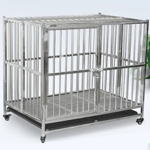 Chuồng inox lắp ghép chắc chắn có bánh xe cho chó mèo tại Chomeocanh.com