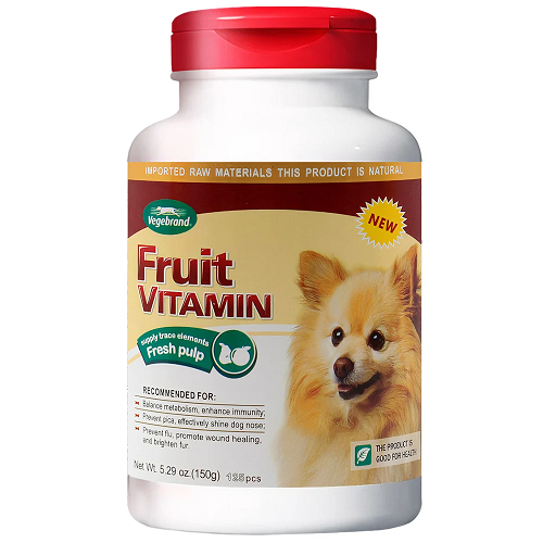 Chai vitamin trái cây Vegebrand giúp tăng đề kháng và hỗ trợ chó bị sốt.