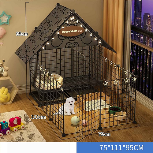 Chuồng sắt mái nhà mini 75x111x95cm cho chó cảnh nhỏ trong phòng