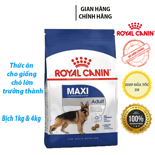 Thức ăn Royal Canin Maxi Adult cho chó lớn trưởng thành, gói 1kg và 4kg