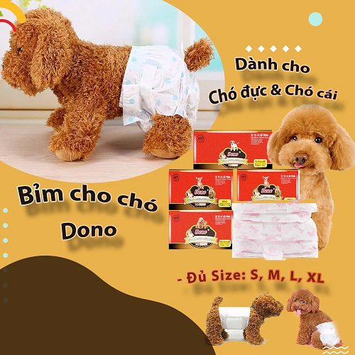 Bỉm cho chó Dono đầy đủ size S M L XL cho chó đực và cái