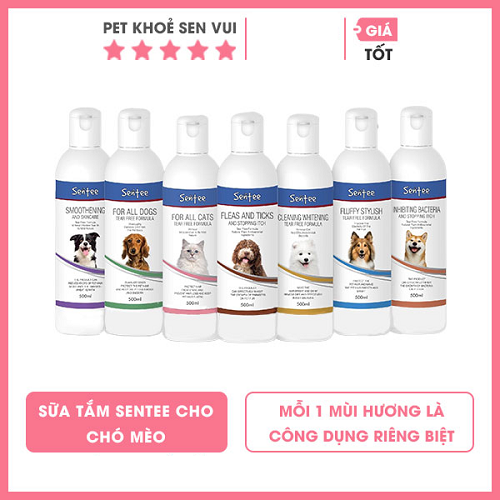 Sữa tắm Sentee 500ml cho chó mèo, nhiều mùi hương và công dụng