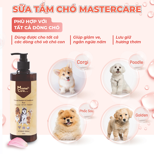 Sữa tắm MasterCare 500ml cho mọi giống chó, ngăn ve nấm, dưỡng lông