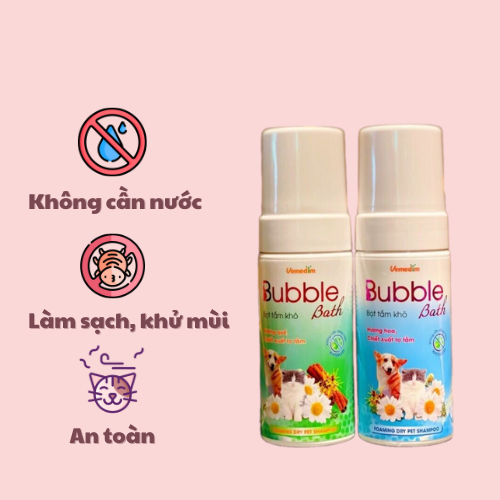 Bột tắm khô Bubble Bath cho chó mèo làm sạch, khử mùi không cần nước