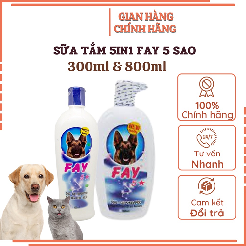 Sữa tắm Fay 5 Sao 5in1 trị ve và dưỡng lông cho chó mèo