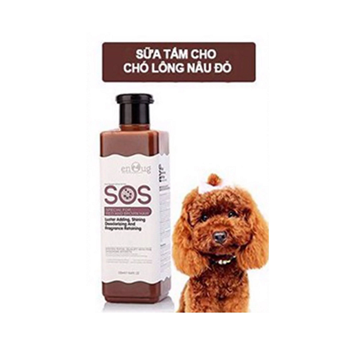 Sữa tắm SOS dành cho chó lông nâu đỏ, giúp làm sạch và dưỡng lông.