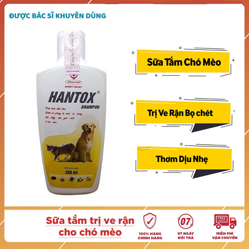 Sữa tắm Hantox trị ve rận, bảo vệ sức khỏe cho chó và mèo.