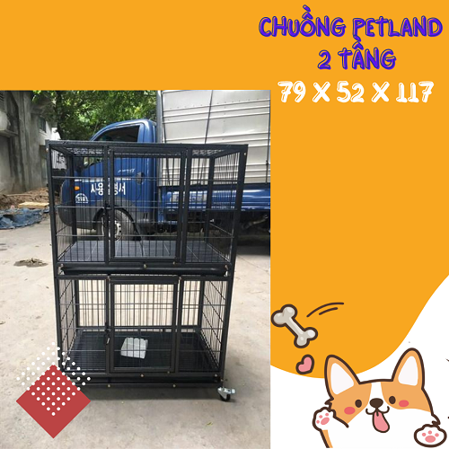 Chuồng sắt Petland 2 tầng cho chó mèo kích thước 79x52x117cm
