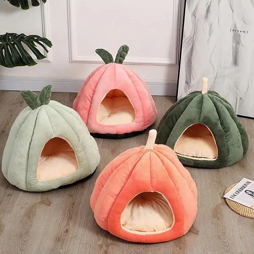 Nhà lều trái cây cho chó mèo bằng vải nhung nhiều màu dễ thương