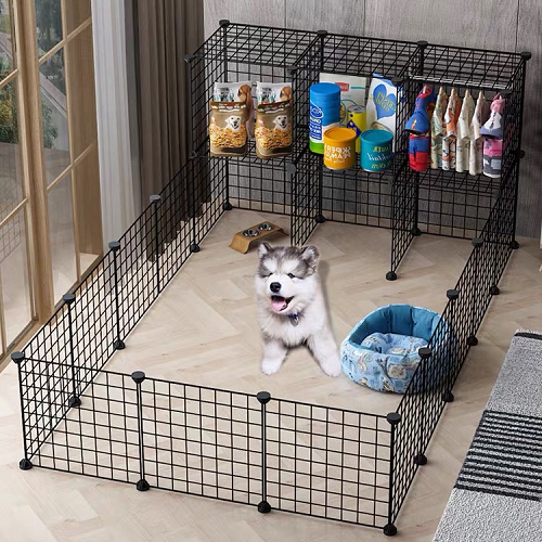 Chuồng quây lưới sắt cho chó có kệ để đồ tiện lợi trong nhà