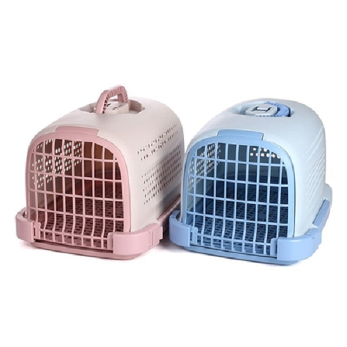 Lồng vận chuyển thú cưng size M màu hồng và xanh, nhựa thông hơi thoáng mát