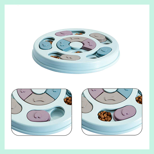 Đồ chơi trí tuệ cho chó hình tròn nhiều ngăn chứa thức ăn màu pastel
