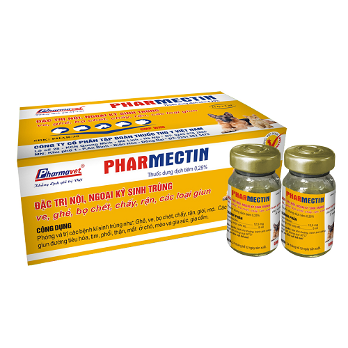 Pharmectin thuốc trị ve ghẻ, bọ chét, rận cho chó, mèo.
